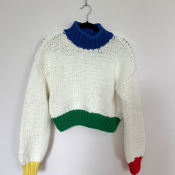 NWOT Zora Chunky Sweater in Primary Colors, Size S/M - Picture 3 of 9